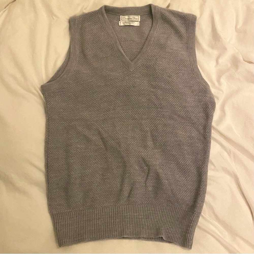 christian dior gray grey v-neck sweater vest